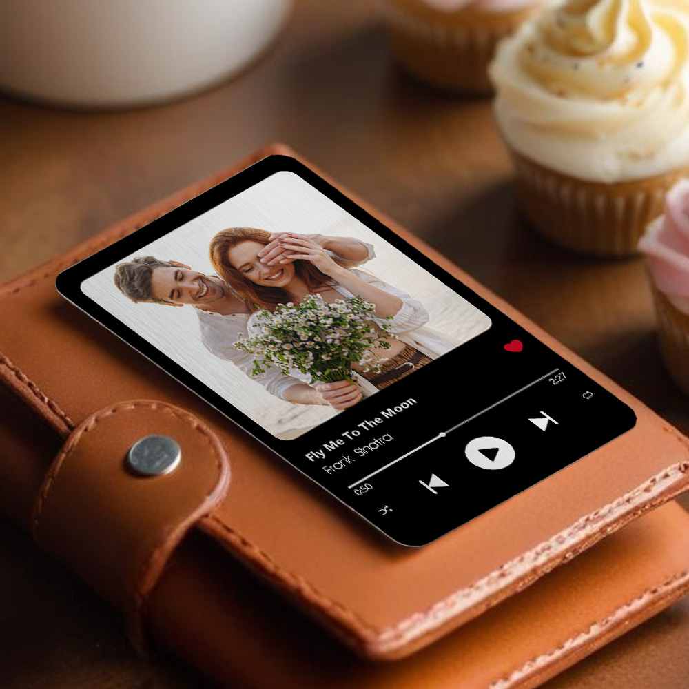 Custom Favorite Song Metal Wallet Card - Personalized Aluminum Photo Wallet Card - Valentine's Day Gifts For Him, Boyfriend, Husband - MyFaceSocksAU