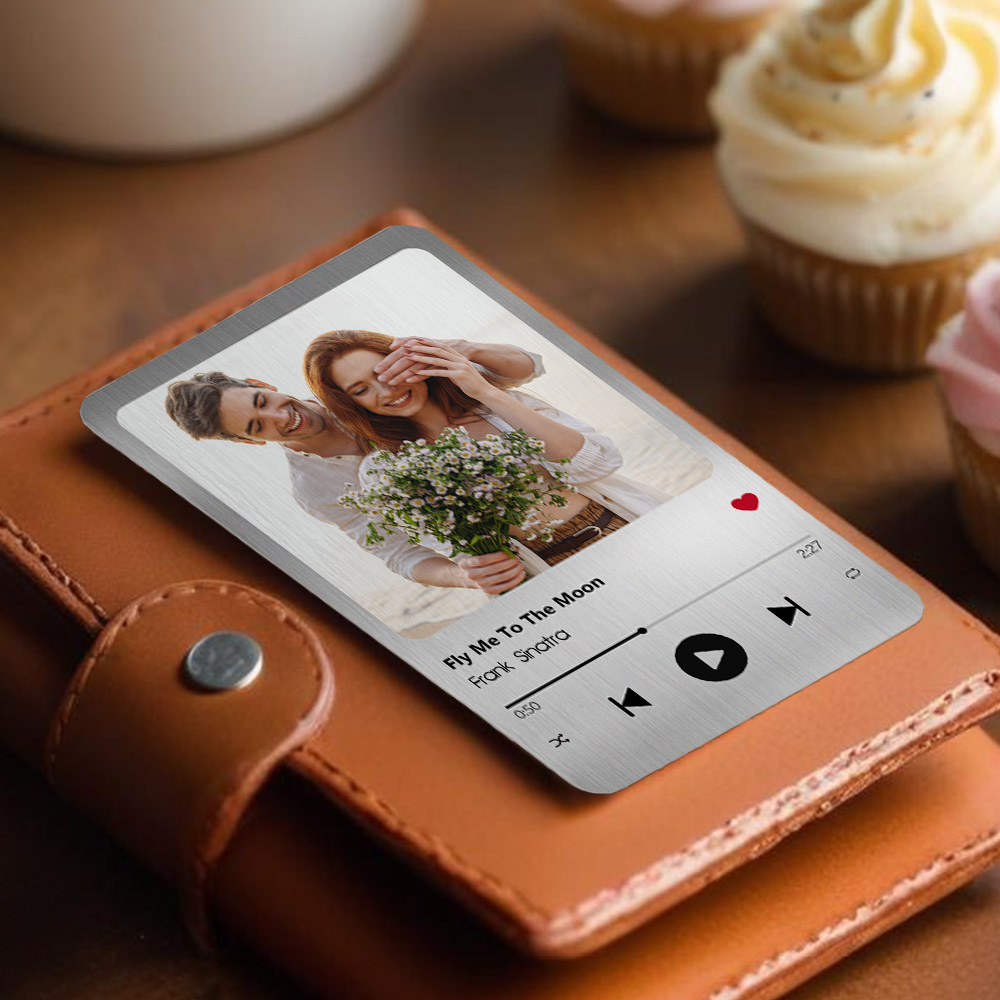 Custom Favorite Song Metal Wallet Card - Personalized Aluminum Photo Wallet Card - Valentine's Day Gifts For Him, Boyfriend, Husband - MyFaceSocksAU