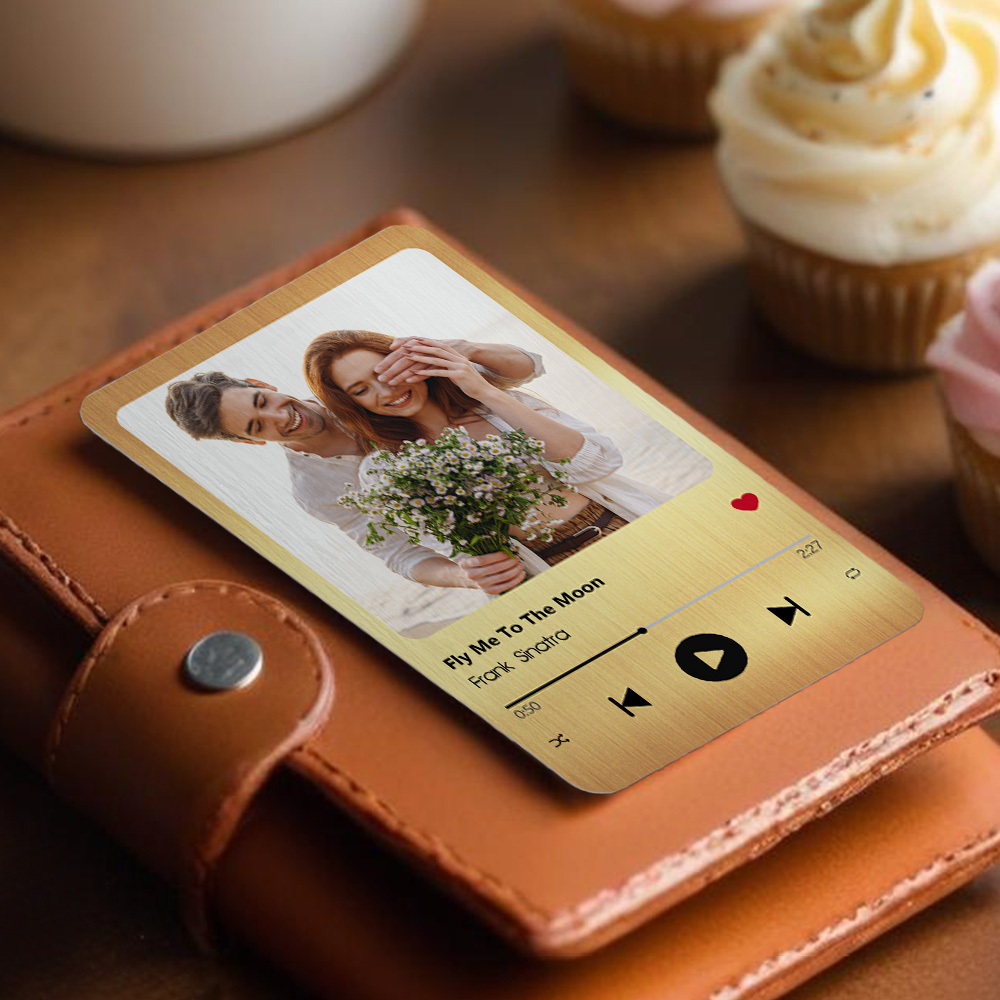 Custom Favorite Song Metal Wallet Card - Personalized Aluminum Photo Wallet Card - Valentine's Day Gifts For Him, Boyfriend, Husband - MyFaceSocksAU