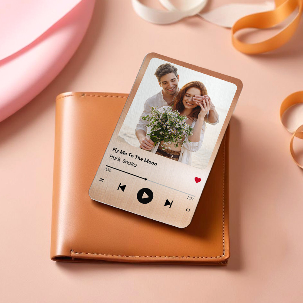 Custom Favorite Song Metal Wallet Card - Personalized Aluminum Photo Wallet Card - Valentine's Day Gifts For Him, Boyfriend, Husband - MyFaceSocksAU