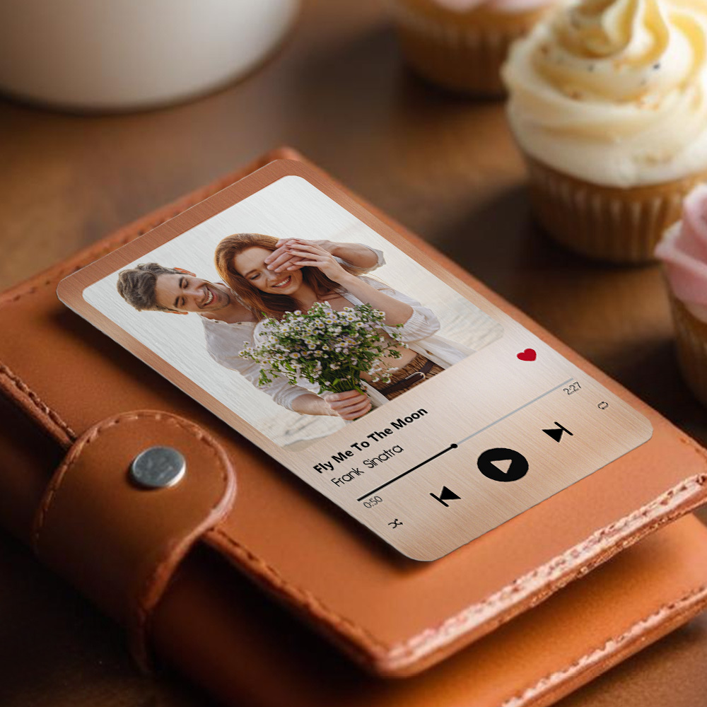 Custom Favorite Song Metal Wallet Card - Personalized Aluminum Photo Wallet Card - Valentine's Day Gifts For Him, Boyfriend, Husband - MyFaceSocksAU