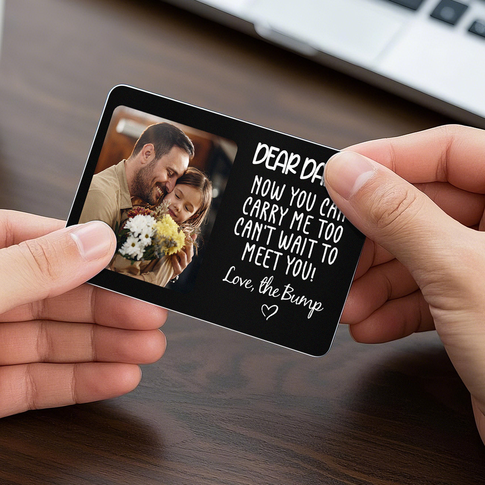 Custom Metal Wallet Card DEAR DADDY Personalized Aluminum Photo Wallet Card Love Bank - MyFaceSocksAU
