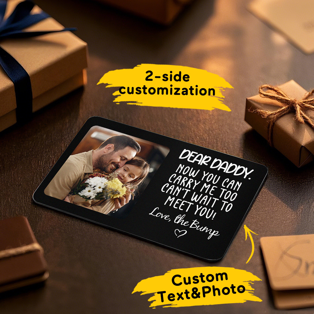Custom Metal Wallet Card DEAR DADDY Personalized Aluminum Photo Wallet Card Love Bank - MyFaceSocksAU