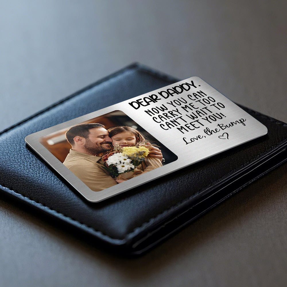 Custom Metal Wallet Card DEAR DADDY Personalized Aluminum Photo Wallet Card Love Bank - MyFaceSocksAU