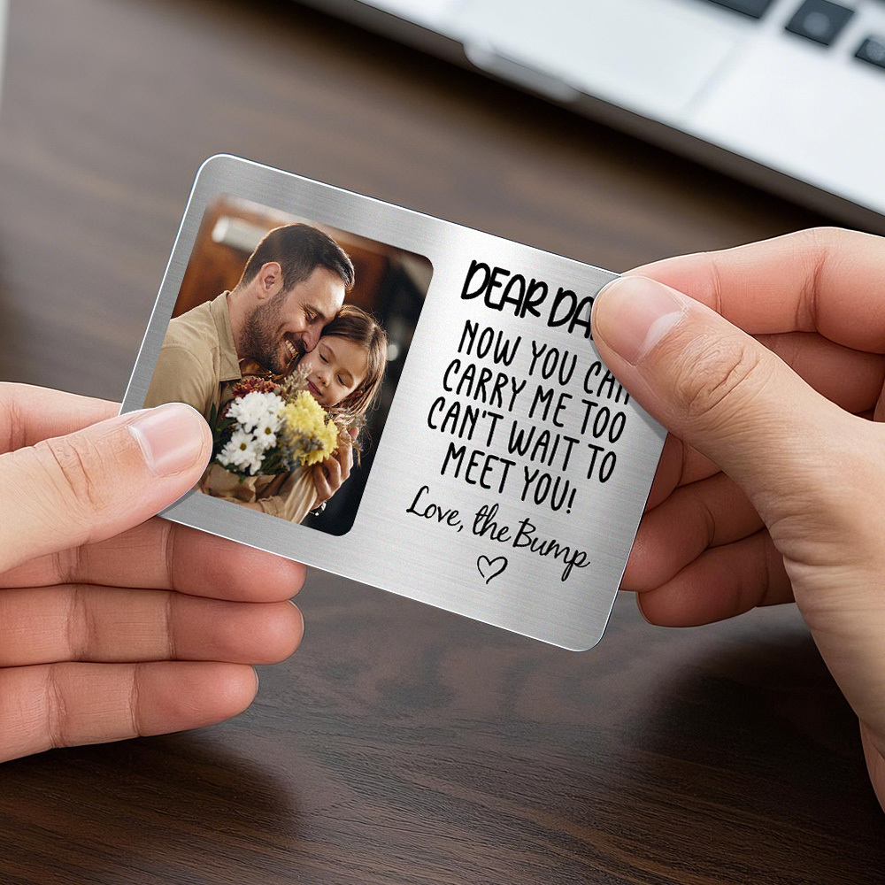 Custom Metal Wallet Card DEAR DADDY Personalized Aluminum Photo Wallet Card Love Bank - MyFaceSocksAU