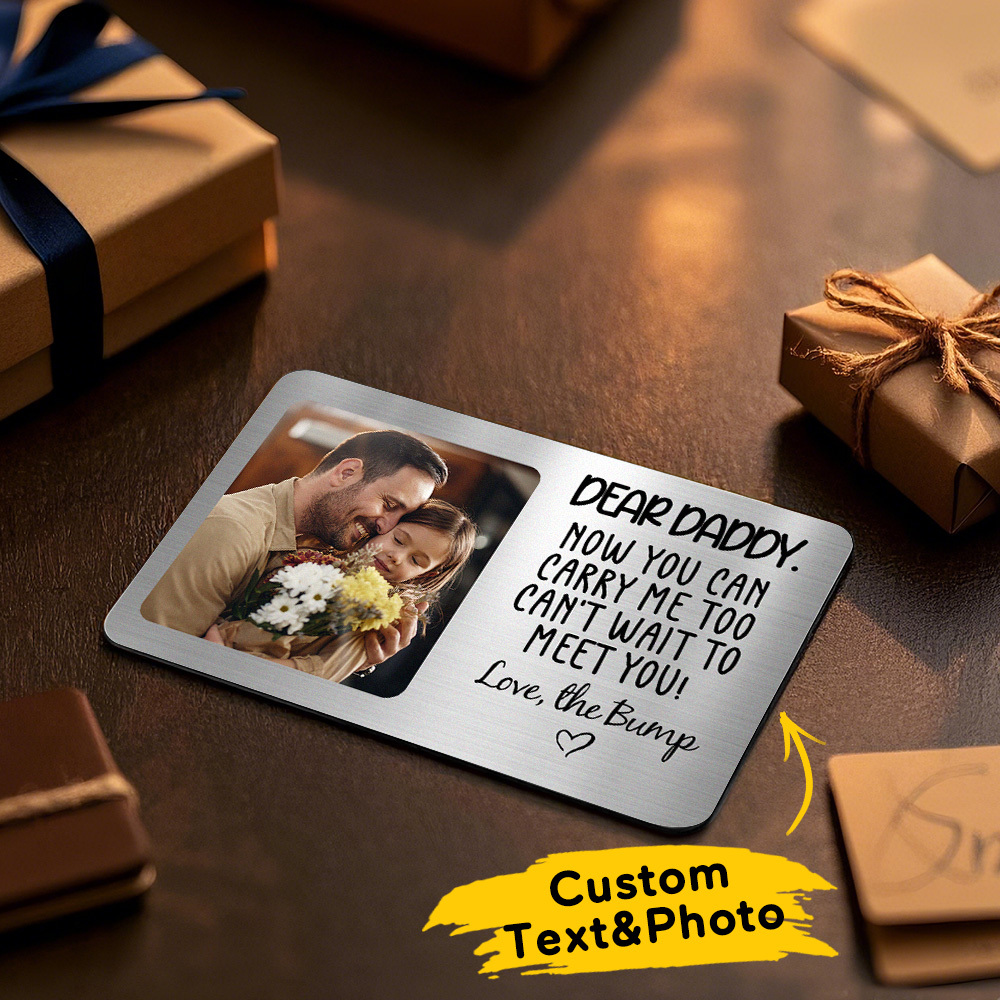 Custom Metal Wallet Card DEAR DADDY Personalized Aluminum Photo Wallet Card Love Bank - MyFaceSocksAU