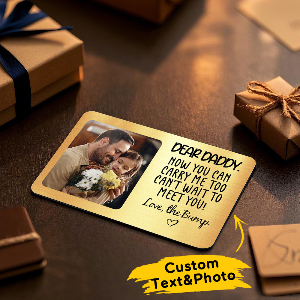 Custom Metal Wallet Card DEAR DADDY Personalized Aluminum Photo Wallet Card Love Bank - MyFaceSocksAU