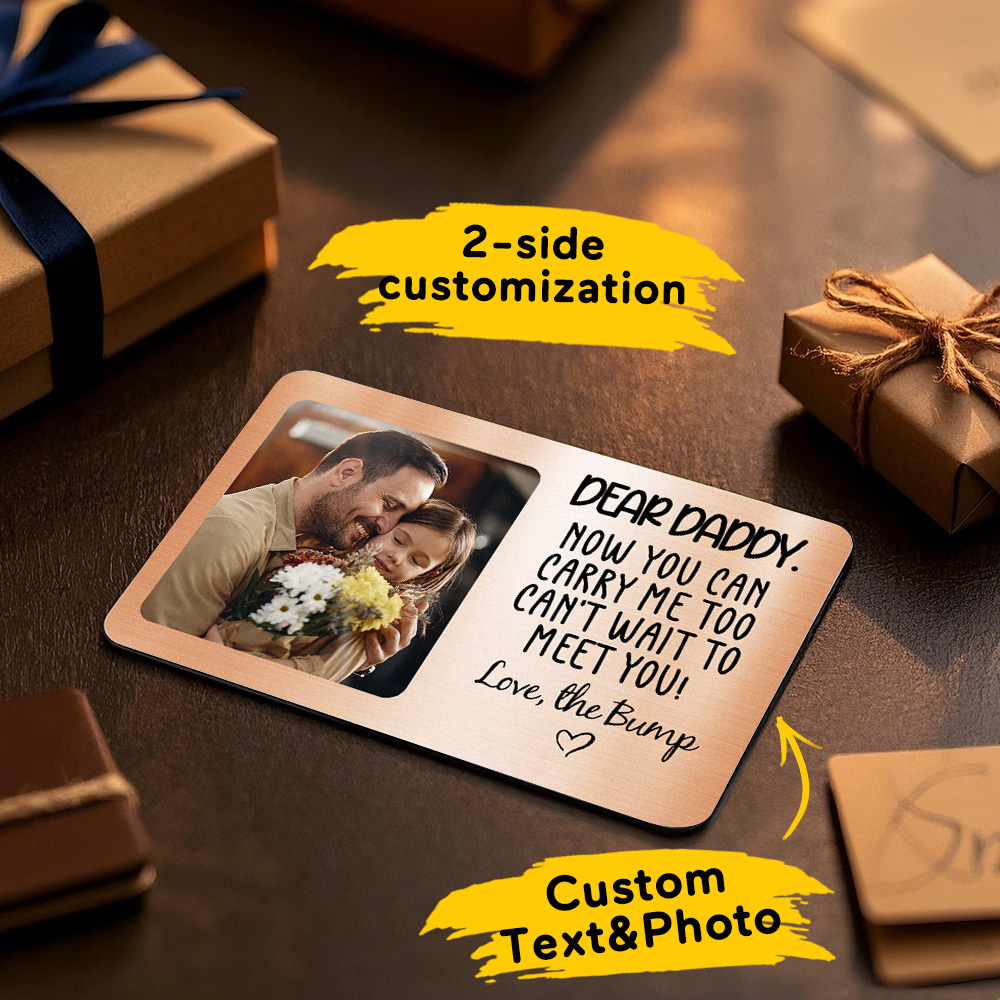 Custom Metal Wallet Card DEAR DADDY Personalized Aluminum Photo Wallet Card Love Bank - MyFaceSocksAU
