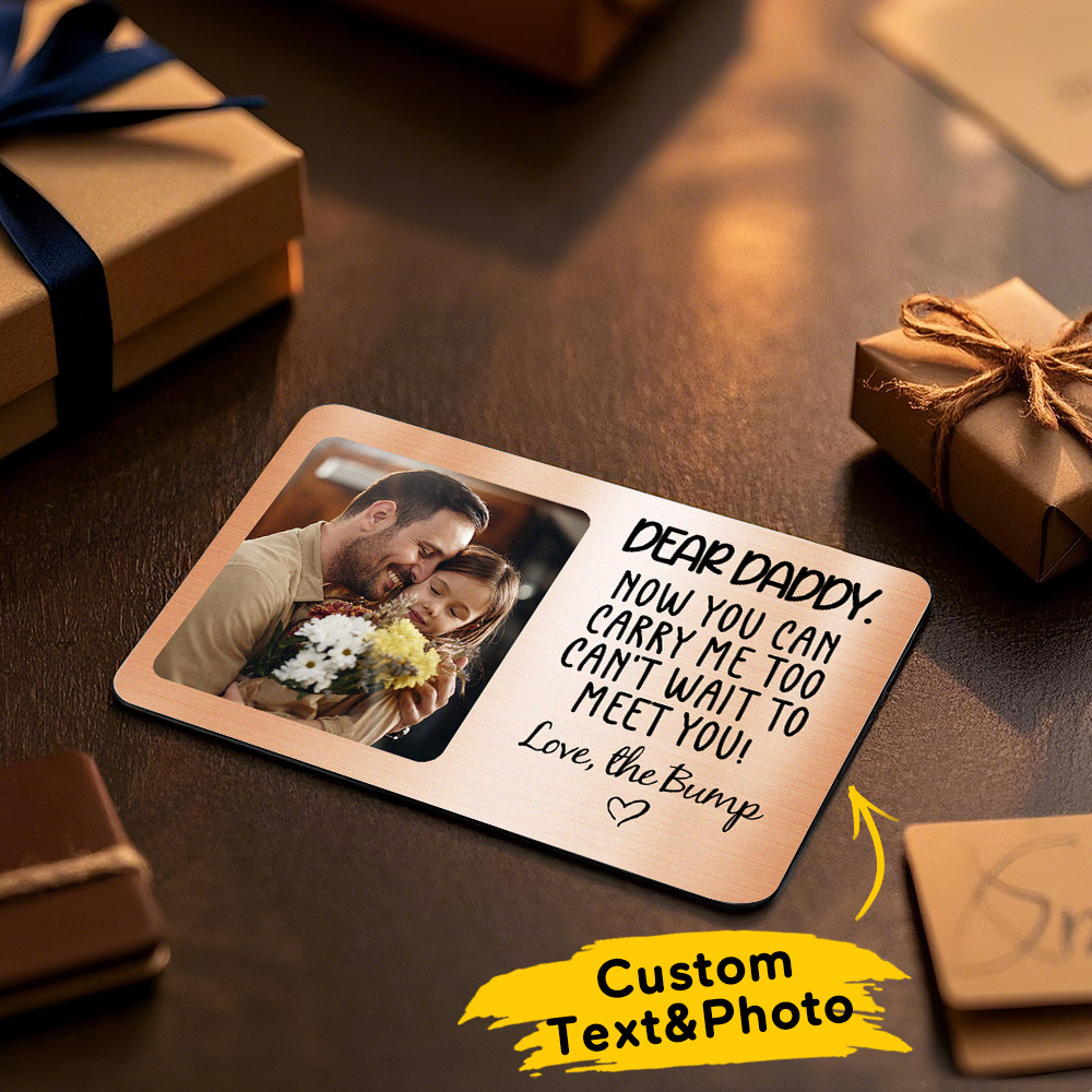 Custom Metal Wallet Card DEAR DADDY Personalized Aluminum Photo Wallet Card Love Bank - MyFaceSocksAU