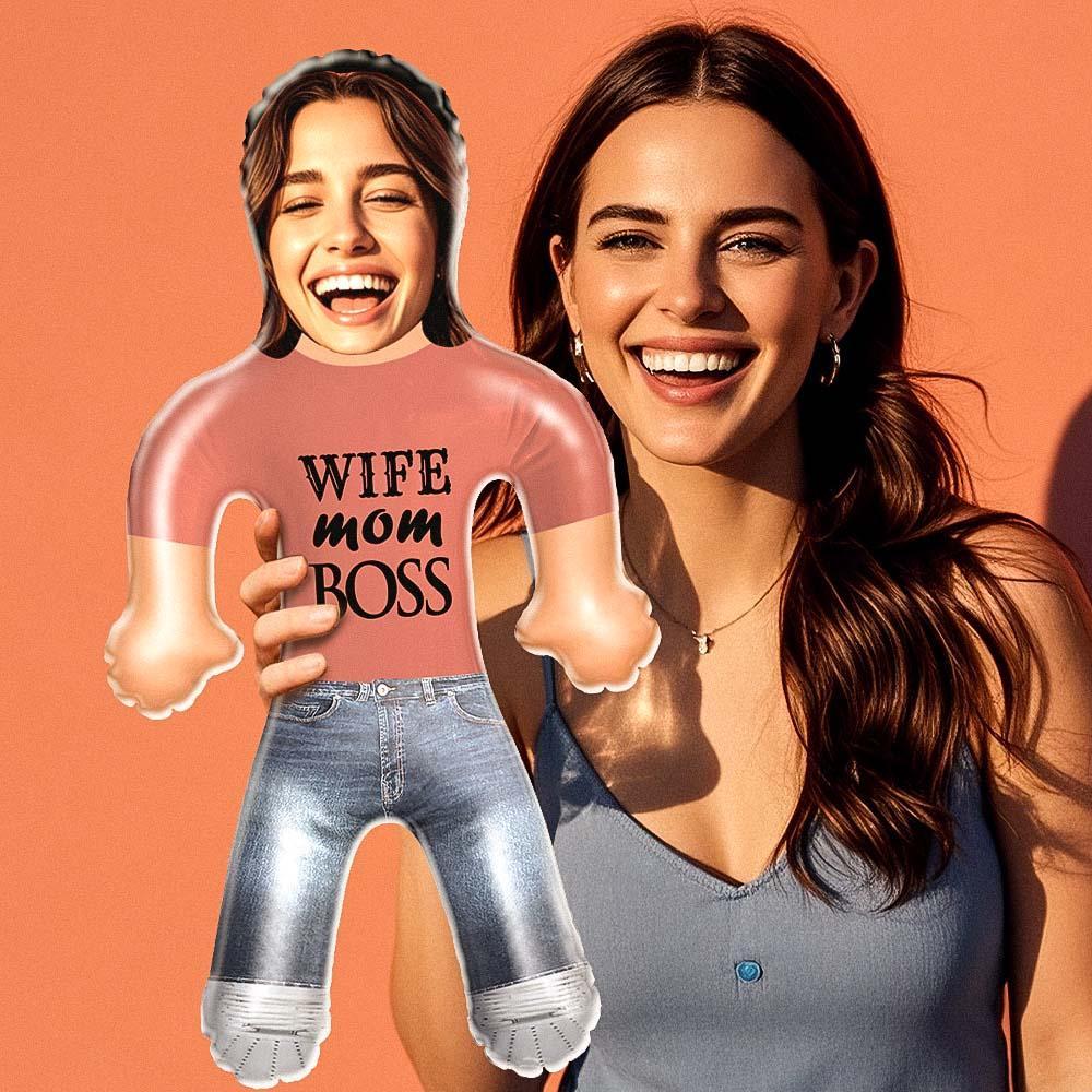 Wife. Mom. Boss. Custom Inflatable Doll – Face Photo Mother’s Day Gift - MyFaceSocksAU