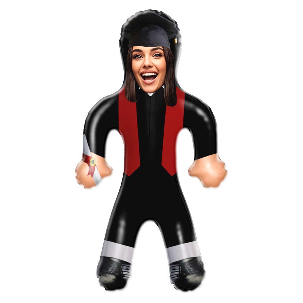 Custom Graduation Inflatable Doll – Red Stole with Face Photo - MyFaceSocksAU