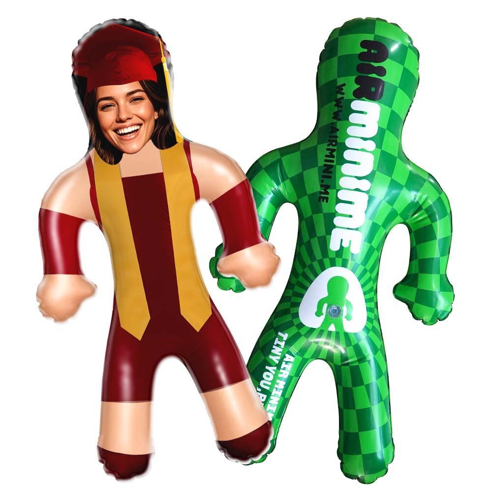 Custom Face Maroon & Gold Graduation Air Minime Doll Custom Inflatable Face Gift Funny Blow Up Doll - MyFaceSocksAU