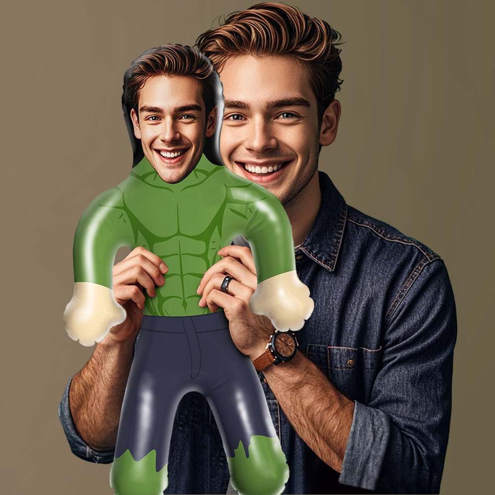 Superhero Inflatable Minime Balloon With Face Personalized Blow Up Dolls for Him/Kids - MyFaceSocksAU