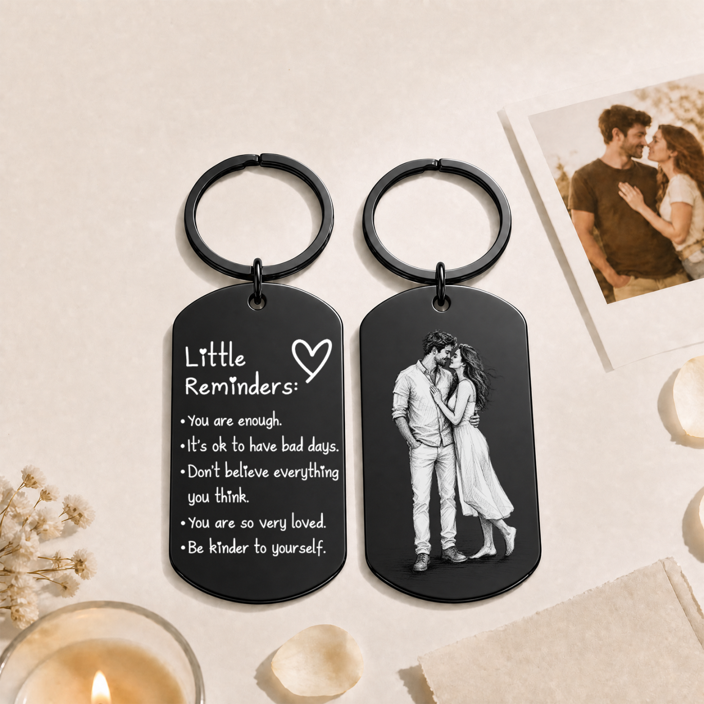 Inspirational Little Reminders Keychain Standard Inspirational Little Reminders Keychain Stainless Steel Dog Tag Gifts for Friends - MyFaceSocksAU