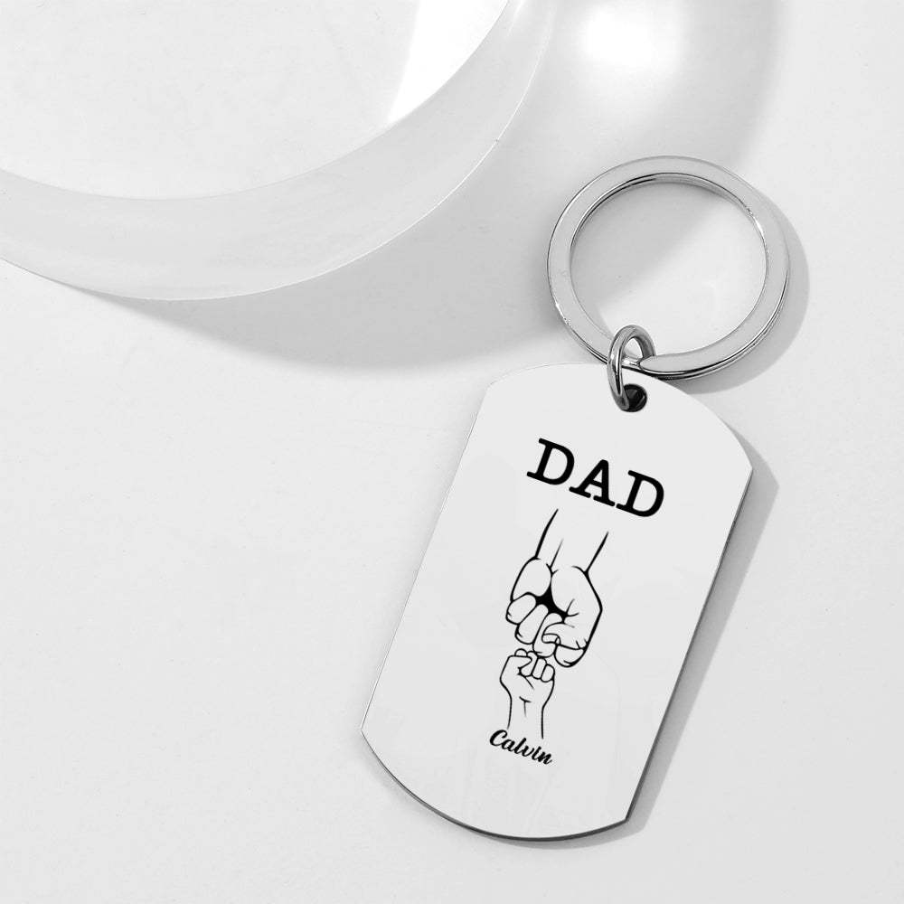Custom Dad Keychain as a Dad Gift - Fist Bump with Dad - MyMoonLampAu