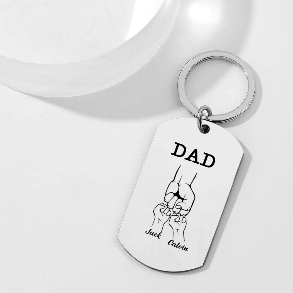 Custom Dad Keychain as a Dad Gift - Fist Bump with Dad - MyMoonLampAu