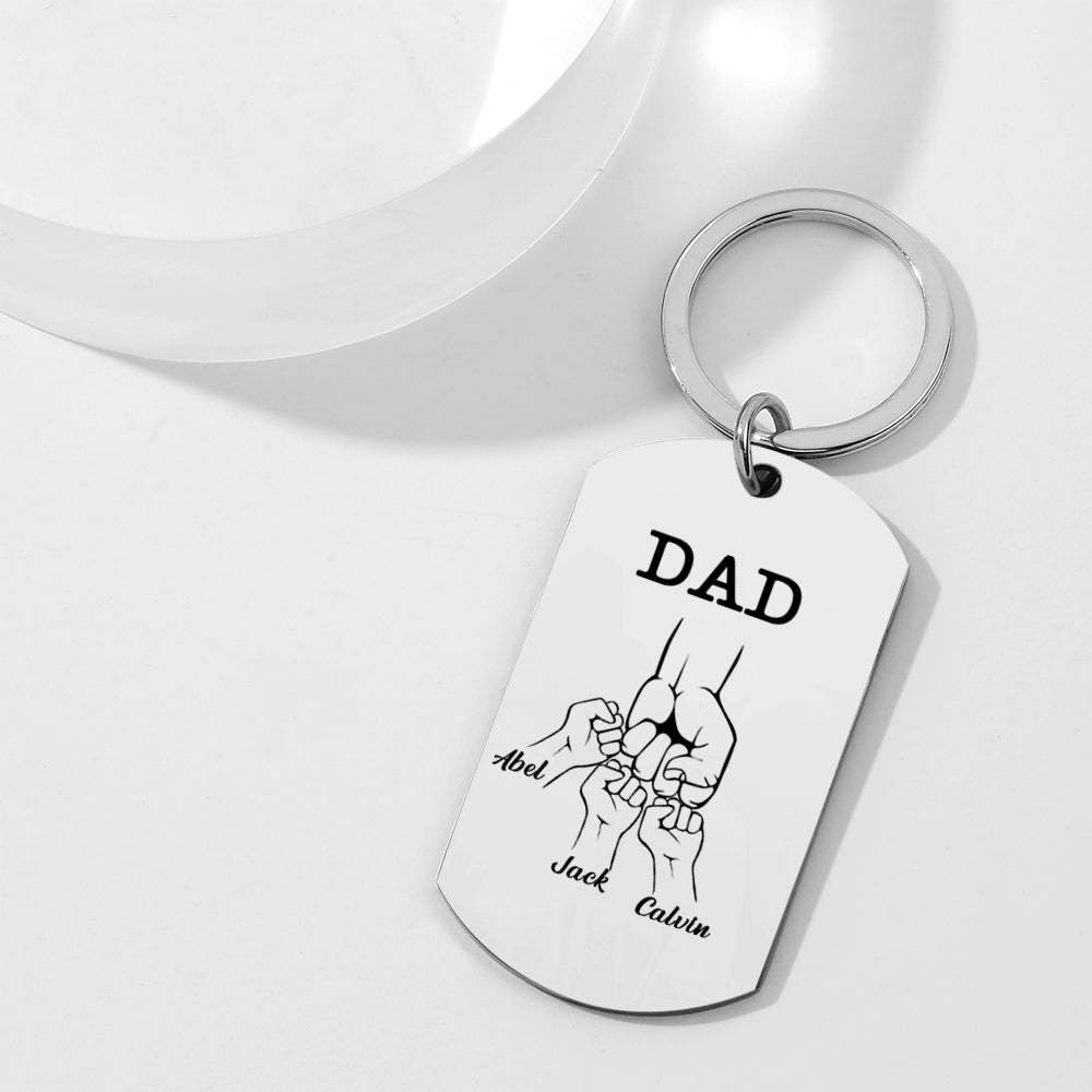 Custom Dad Keychain as a Dad Gift - Fist Bump with Dad - MyMoonLampAu
