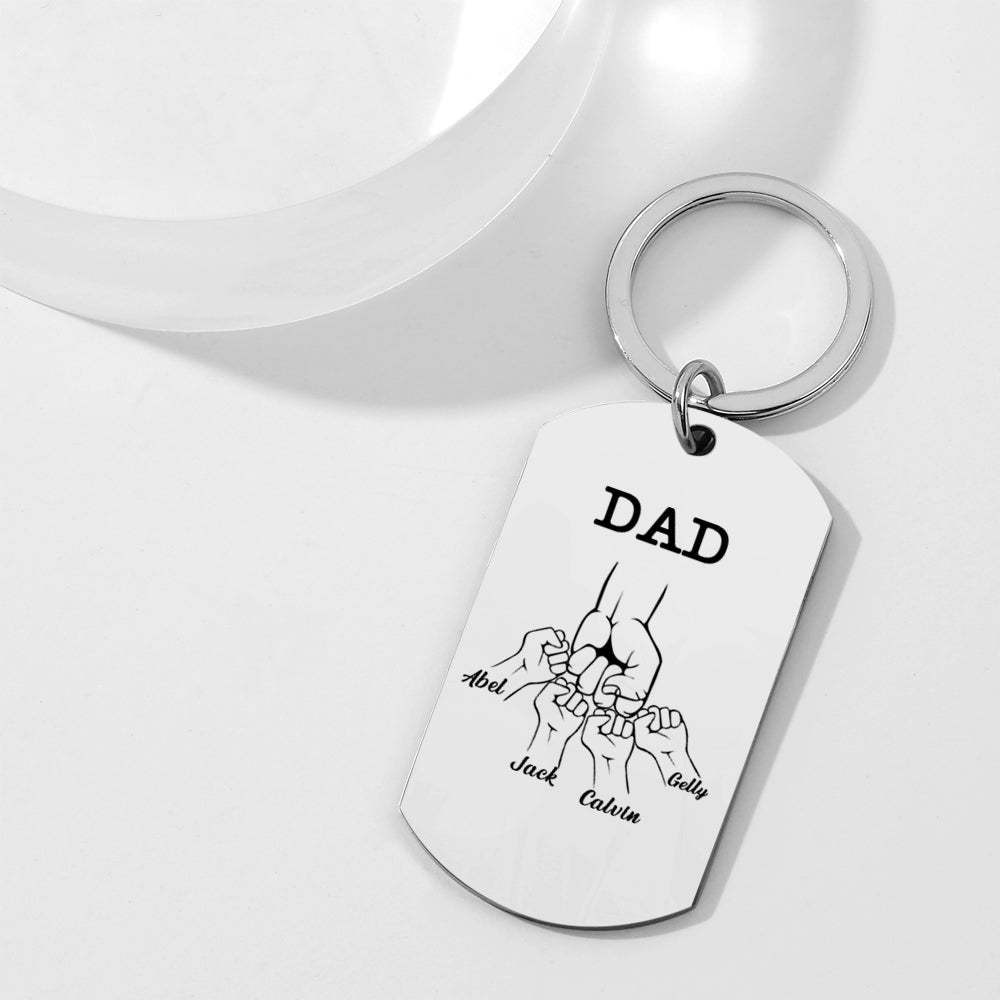 Custom Dad Keychain as a Dad Gift - Fist Bump with Dad - MyMoonLampAu