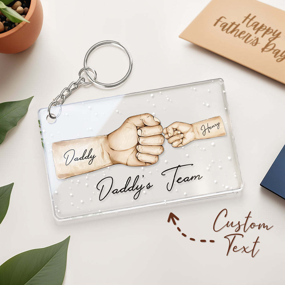 Custom Acrylic Keychain Personalised Daddy's Team Fist Bump Father's Day Gifts