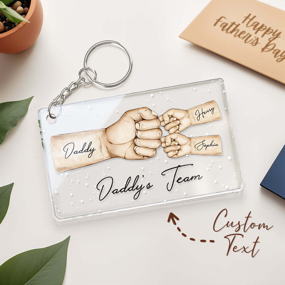 Custom Acrylic Keychain Personalised Daddy's Team Fist Bump Father's Day Gifts
