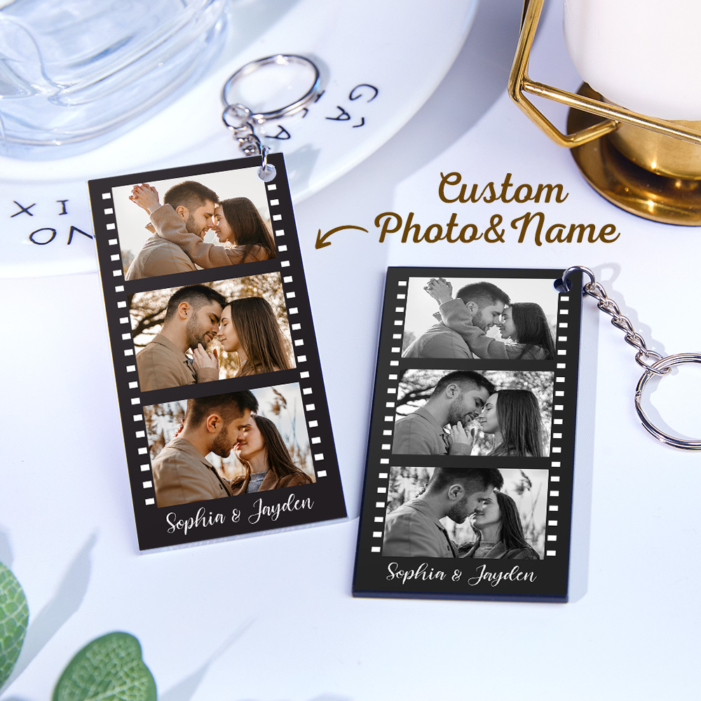 Personalized Acrylic Film Keychain Couple You & Me Photo and Text Acrylic Keychain Creative Gifts Valentine Gift Keychain - MyFaceSocksAU