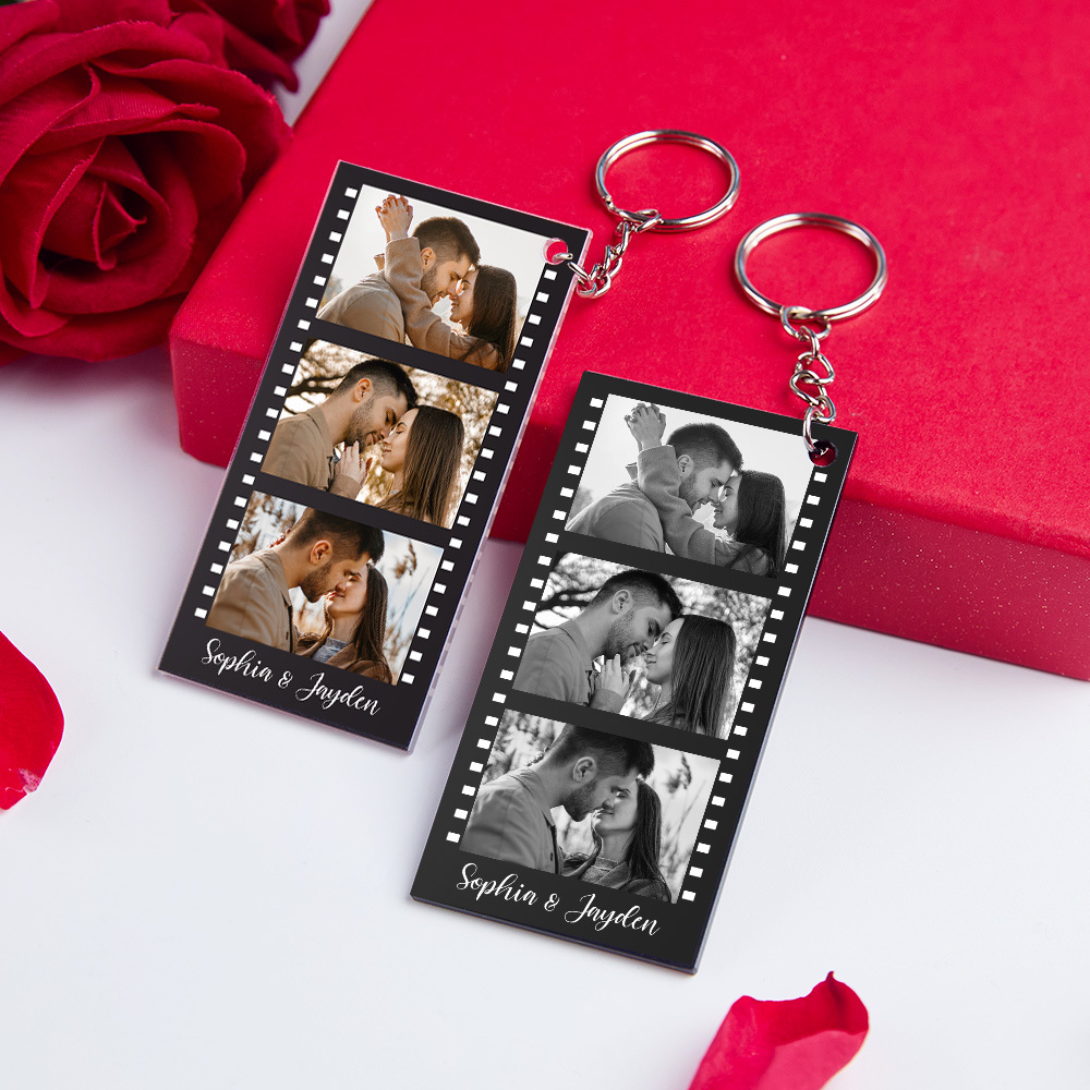Personalized Acrylic Film Keychain Couple You & Me Photo and Text Acrylic Keychain Creative Gifts Valentine Gift Keychain - MyFaceSocksAU