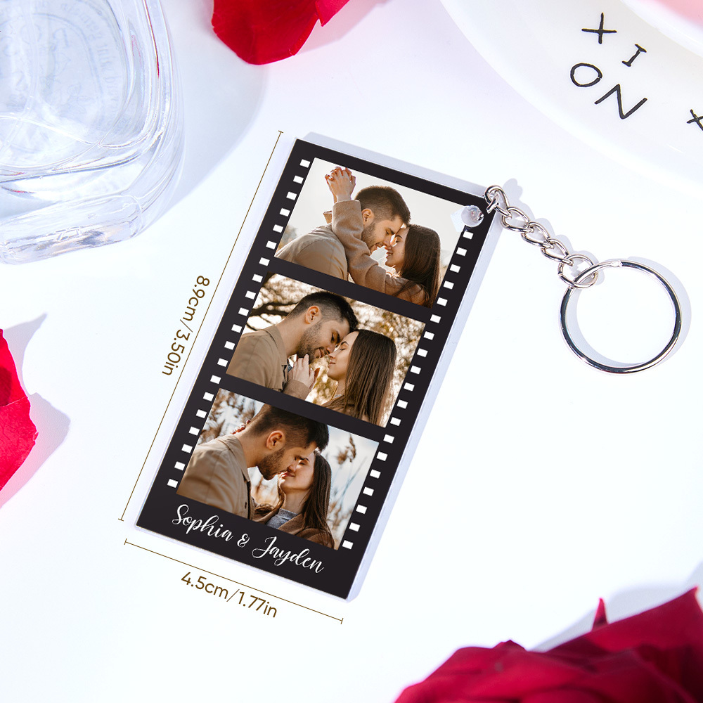 Personalized Acrylic Film Keychain Couple You & Me Photo and Text Acrylic Keychain Creative Gifts Valentine Gift Keychain - MyFaceSocksAU