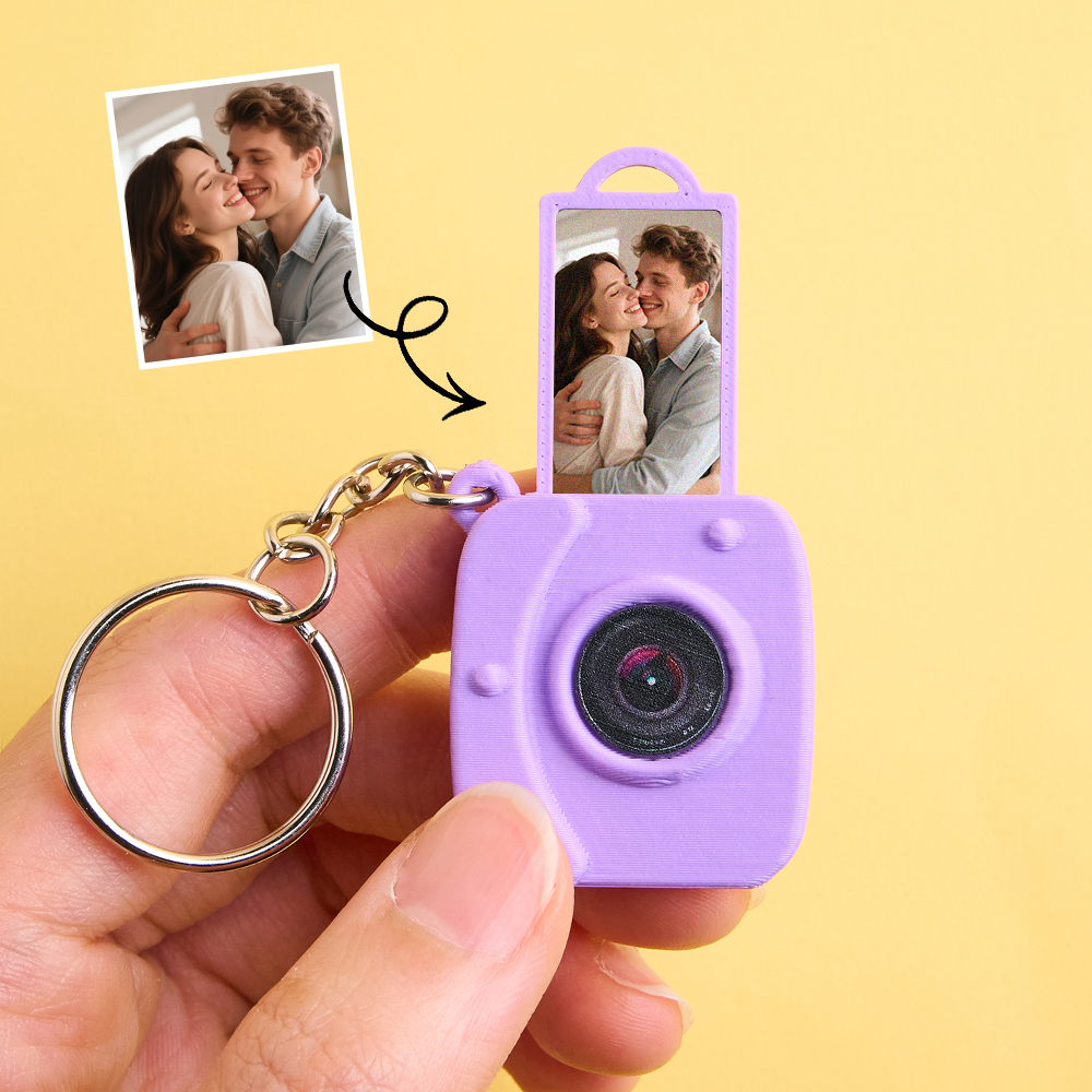 Custom Mini Camera Keychain with Photo  Personalized 3D Printed Acrylic and PLA Accessory Gift for Fashion Photography Lovers - MyFaceSocksAU