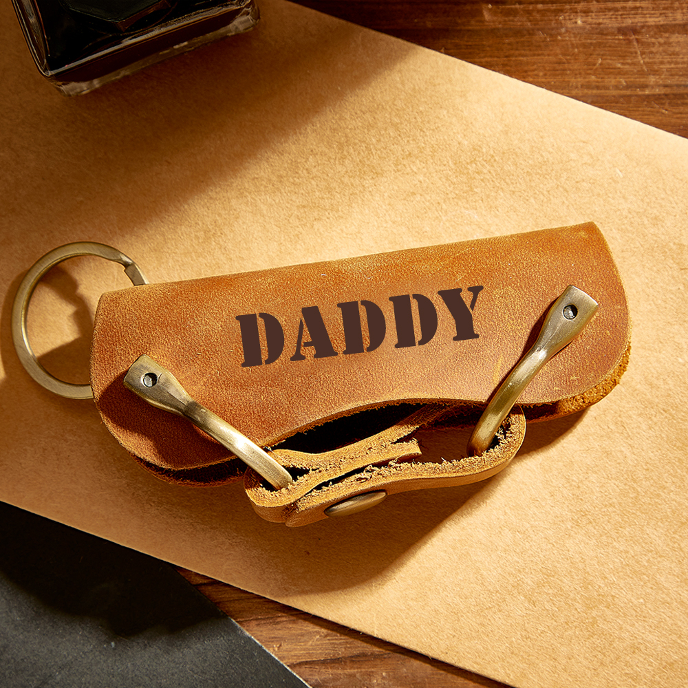 Personalized LEATHER KEYCHAIN Holder Key Chain Car Accessories Keychain Groomsmen Gift for Him Dad Men Gift for Birthday Custom Engraved - MyFaceSocksAU