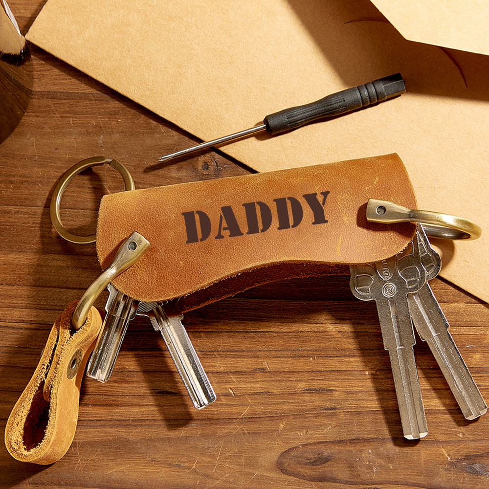 Personalized LEATHER KEYCHAIN Holder Key Chain Car Accessories Keychain Groomsmen Gift for Him Dad Men Gift for Birthday Custom Engraved - MyFaceSocksAU