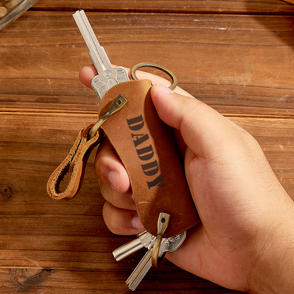 Personalized LEATHER KEYCHAIN Holder Key Chain Car Accessories Keychain Groomsmen Gift for Him Dad Men Gift for Birthday Custom Engraved - MyFaceSocksAU