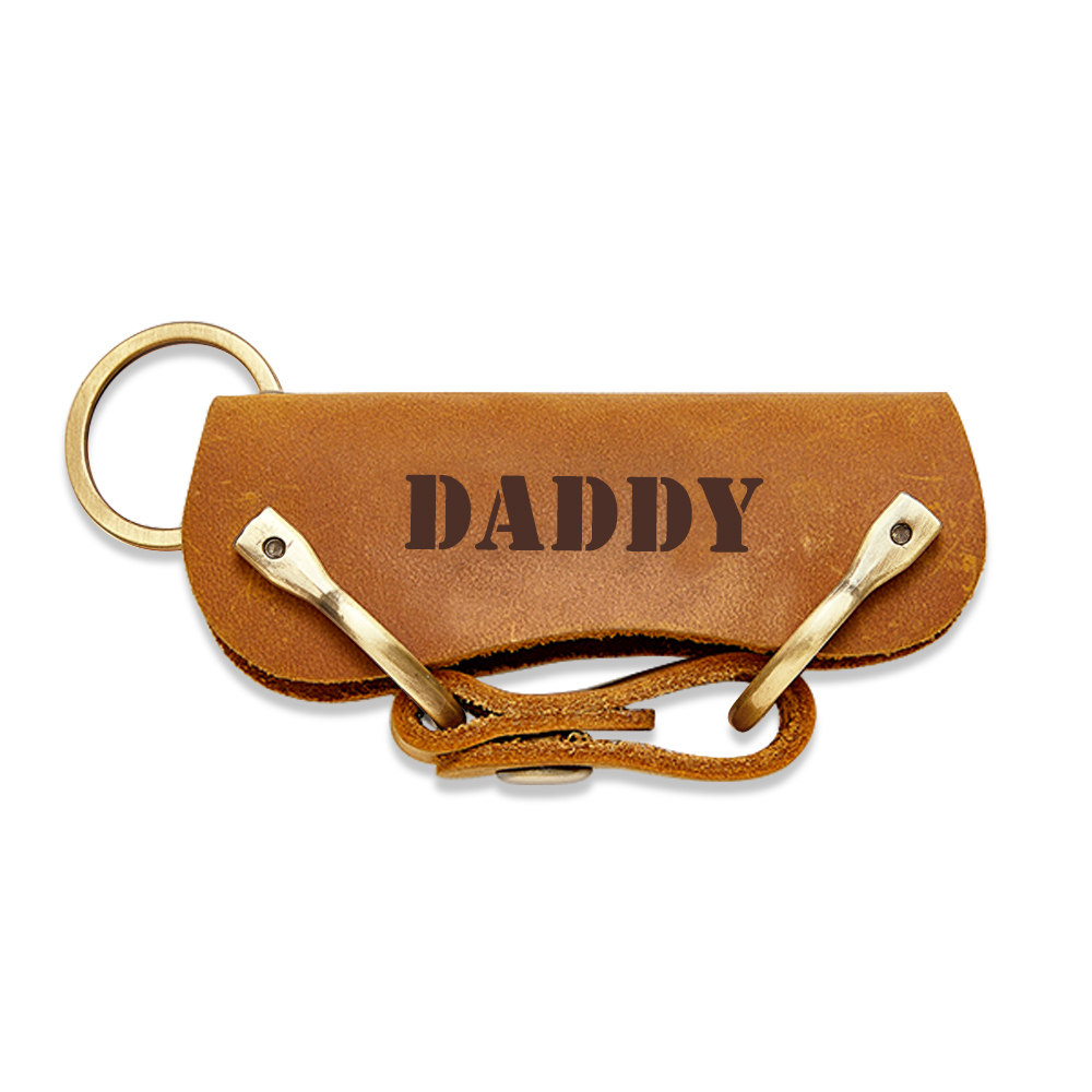 Personalized LEATHER KEYCHAIN Holder Key Chain Car Accessories Keychain Groomsmen Gift for Him Dad Men Gift for Birthday Custom Engraved - MyFaceSocksAU