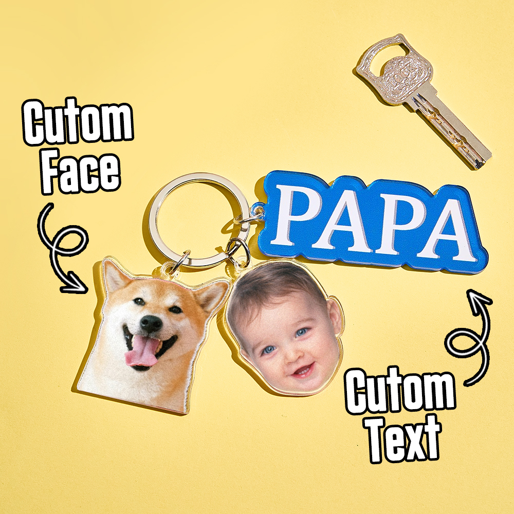 Personalized Father's Day Gift For Dad, Custom Daddy Keychain With Photo Charm, Gift From Kids, Dog Owner Gift, Custom Baby Photo Keychain - MyFaceSocksAU