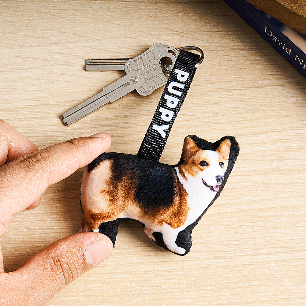 Custom Photo and Text Pillow Keychain - MyFaceSocksAU