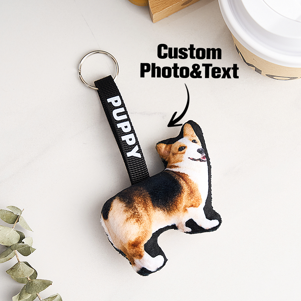 Custom Photo and Text Pillow Keychain - MyFaceSocksAU