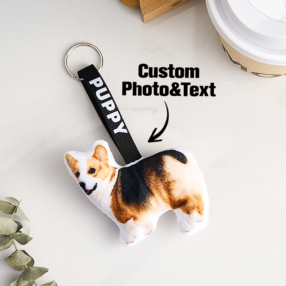 Custom Photo and Text Pillow Keychain - MyFaceSocksAU