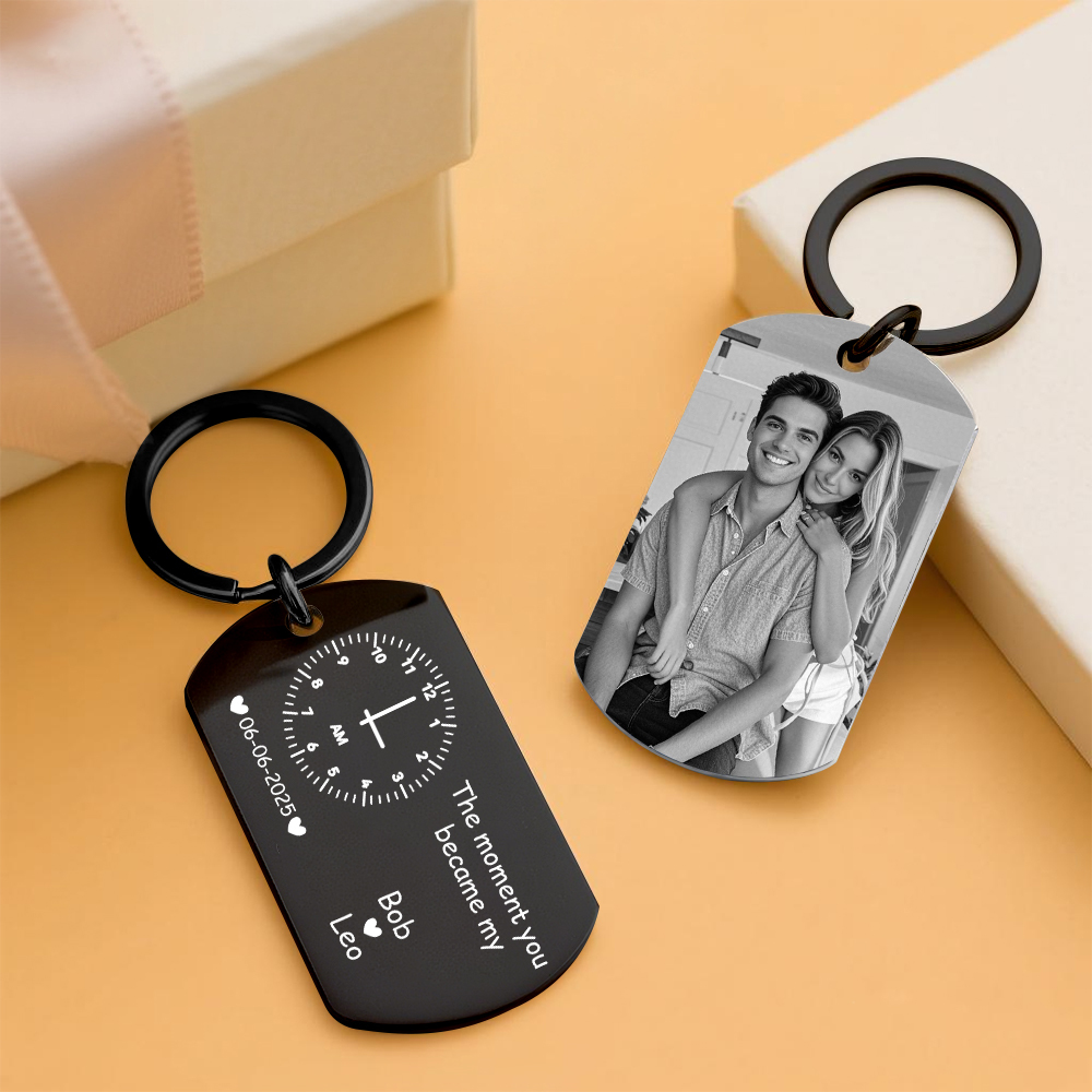 The Moment You Became My Daddy,Personalised Photo Keyring With New Born Baby Photo Gift,Gift for New Daddy Mommy,1st Father's Day Gift