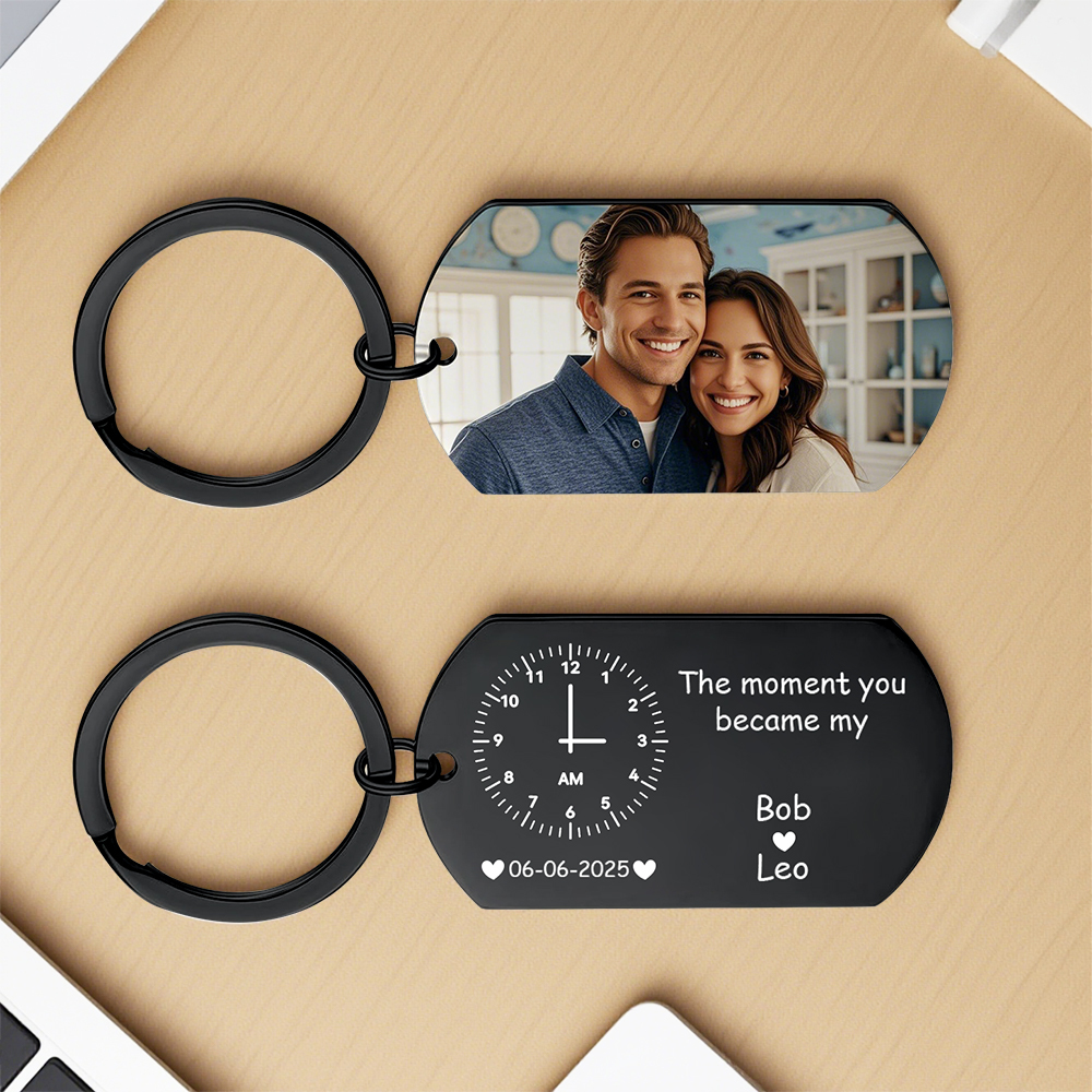 The Moment You Became My Daddy,Personalised Photo Keyring With New Born Baby Photo Gift,Gift for New Daddy Mommy,1st Father's Day Gift