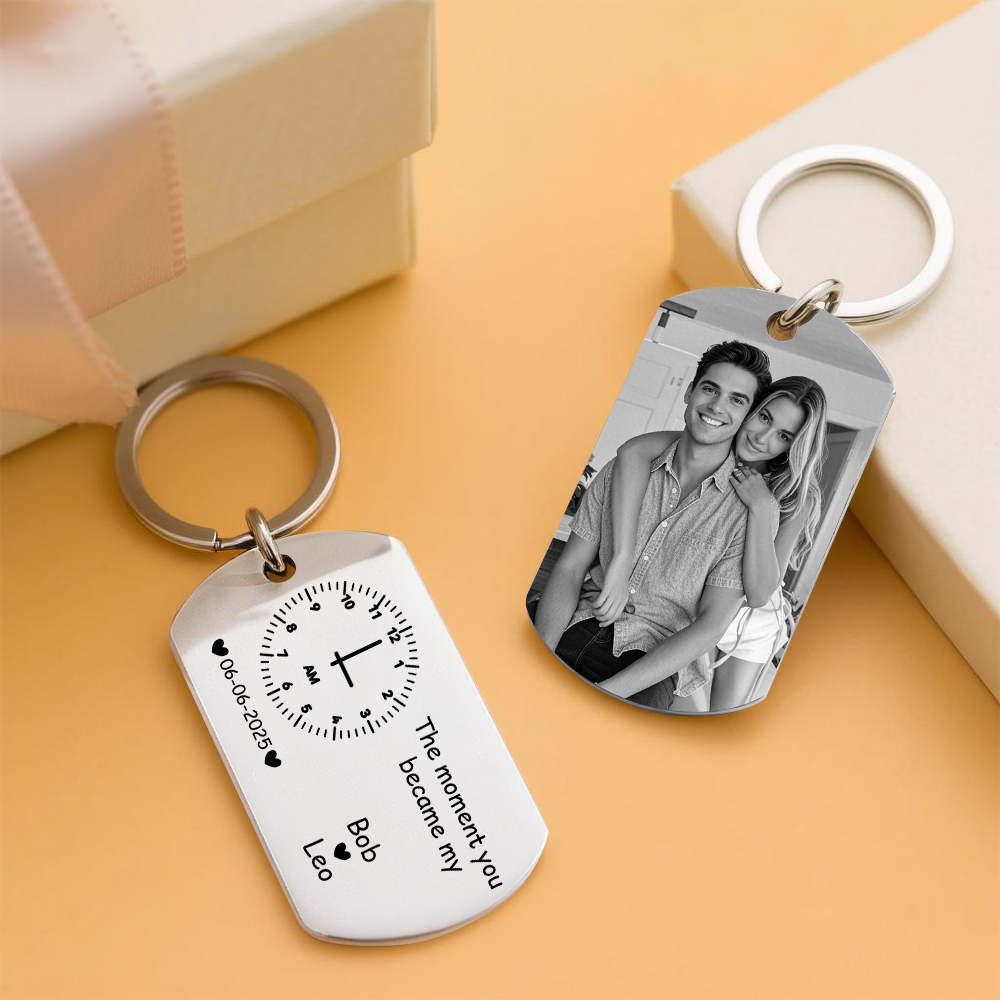 The Moment You Became My Daddy,Personalised Photo Keyring With New Born Baby Photo Gift,Gift for New Daddy Mommy,1st Father's Day Gift