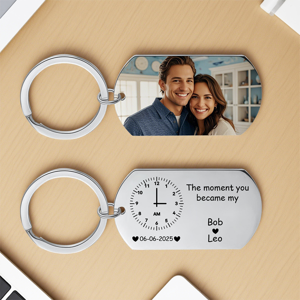 The Moment You Became My Daddy,Personalised Photo Keyring With New Born Baby Photo Gift,Gift for New Daddy Mommy,1st Father's Day Gift