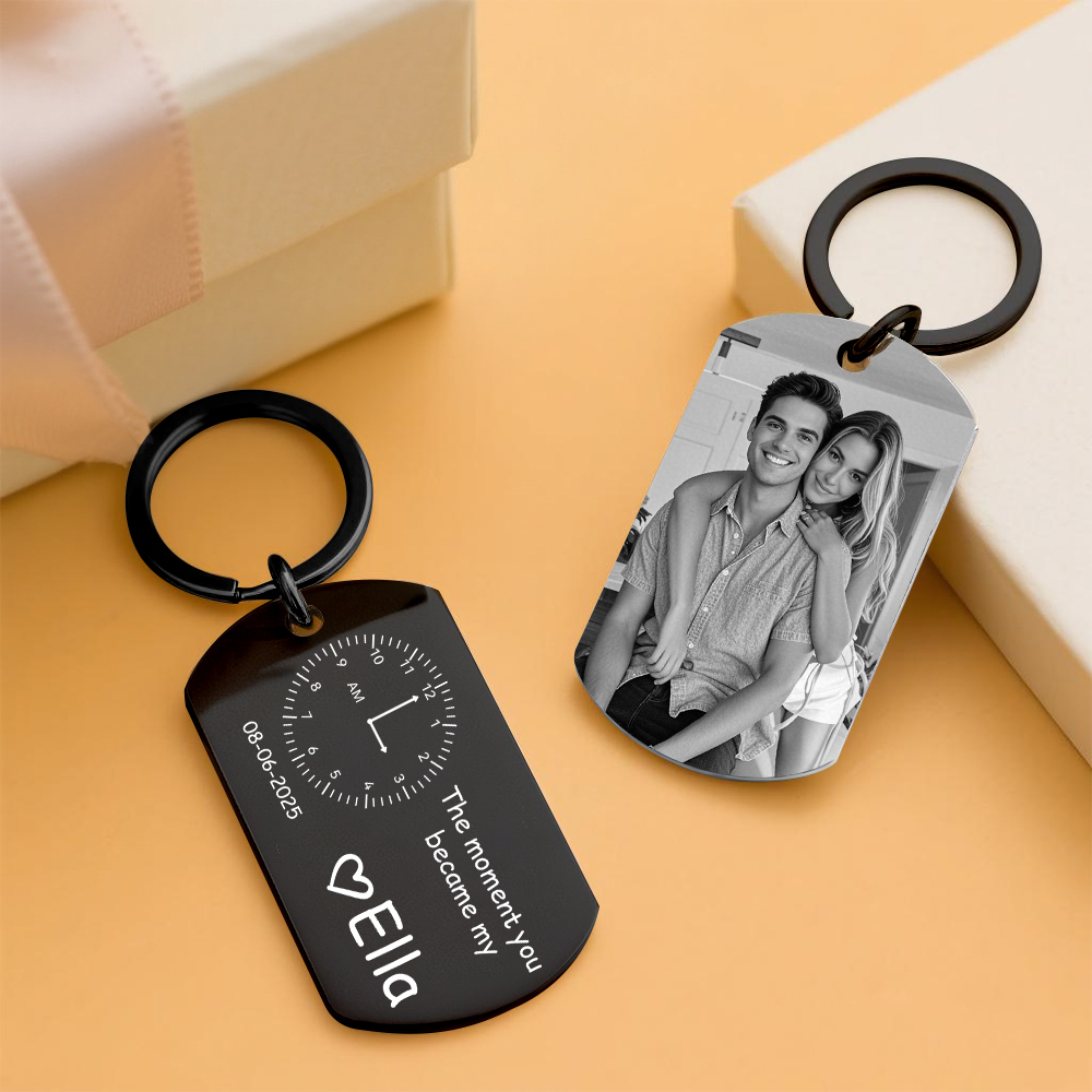 The Moment You Became My Daddy,Personalised Photo Keyring With New Born Baby Photo Gift,Gift for New Daddy Mommy,1st Father's Day Gift