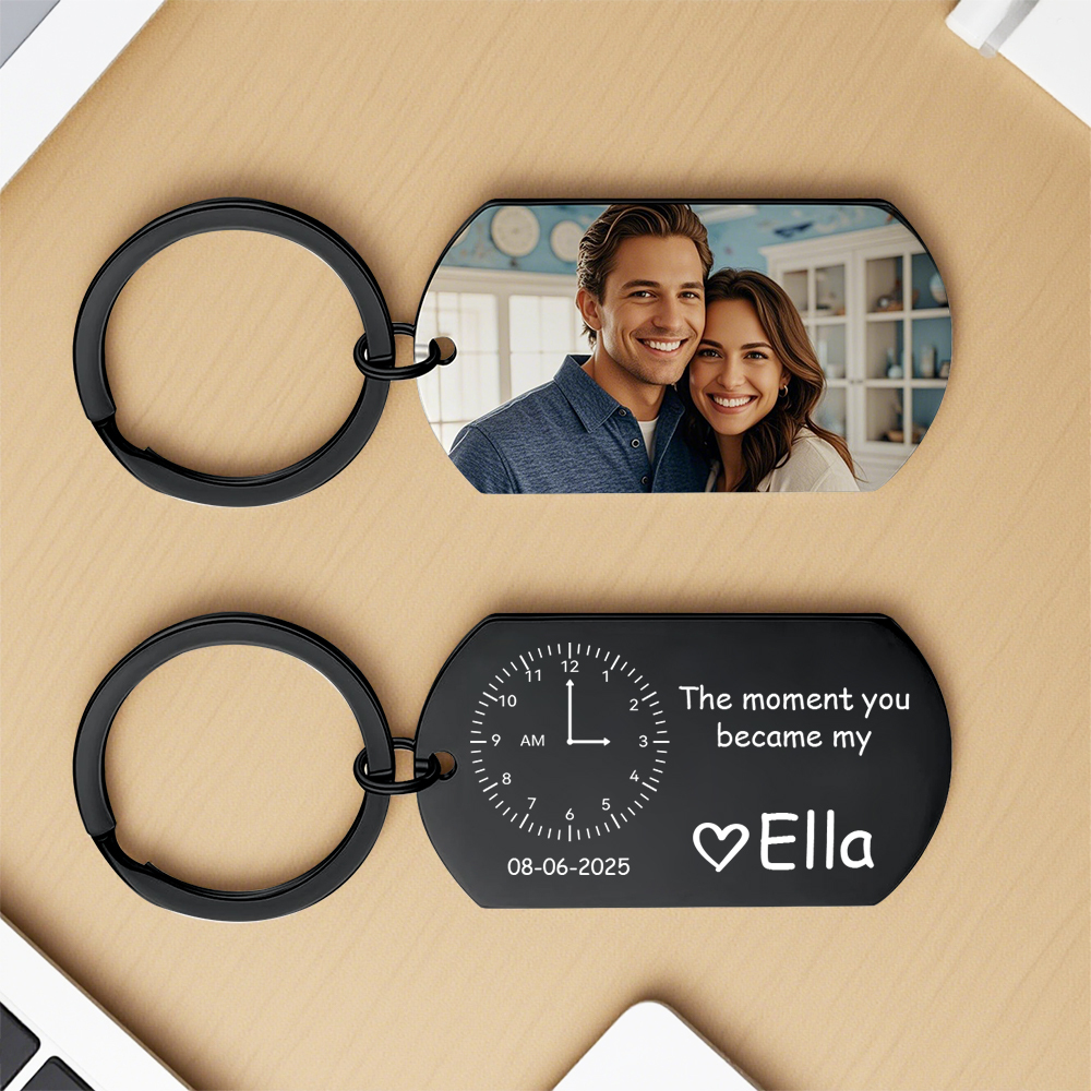 The Moment You Became My Daddy,Personalised Photo Keyring With New Born Baby Photo Gift,Gift for New Daddy Mommy,1st Father's Day Gift