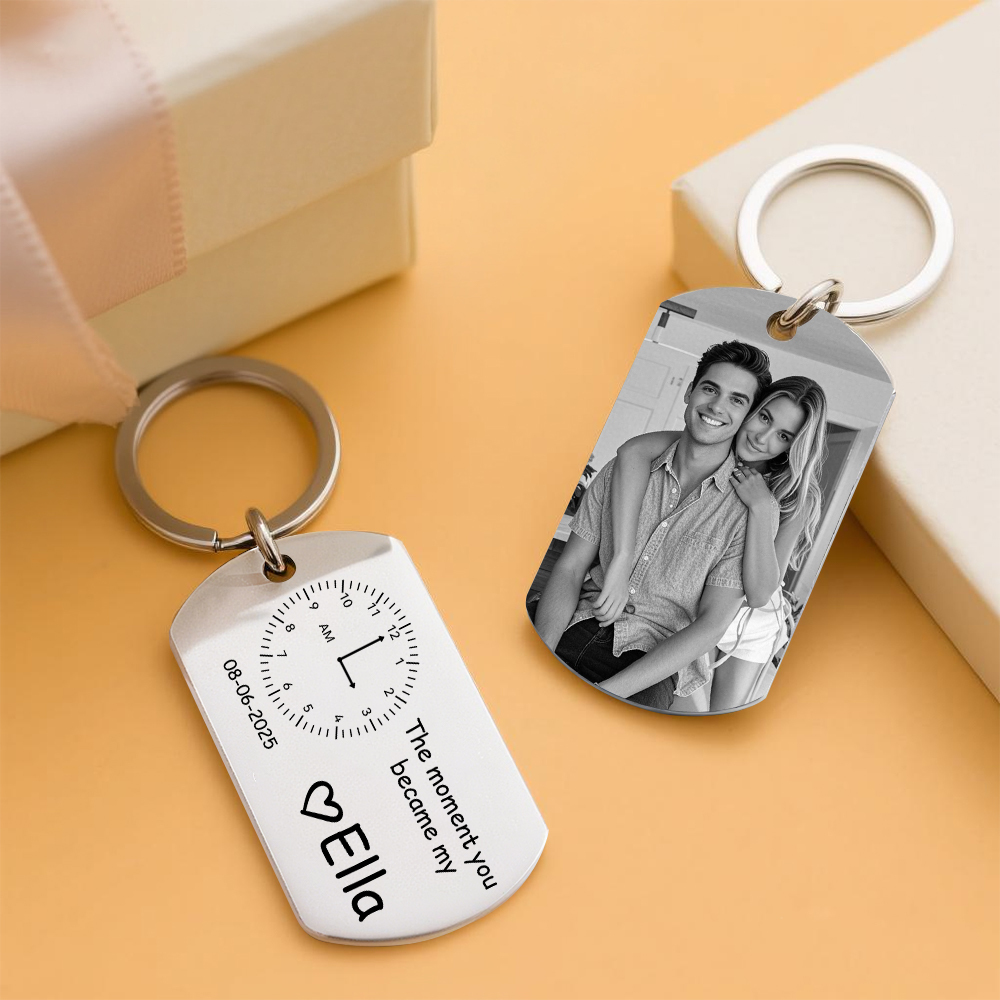 The Moment You Became My Daddy,Personalised Photo Keyring With New Born Baby Photo Gift,Gift for New Daddy Mommy,1st Father's Day Gift