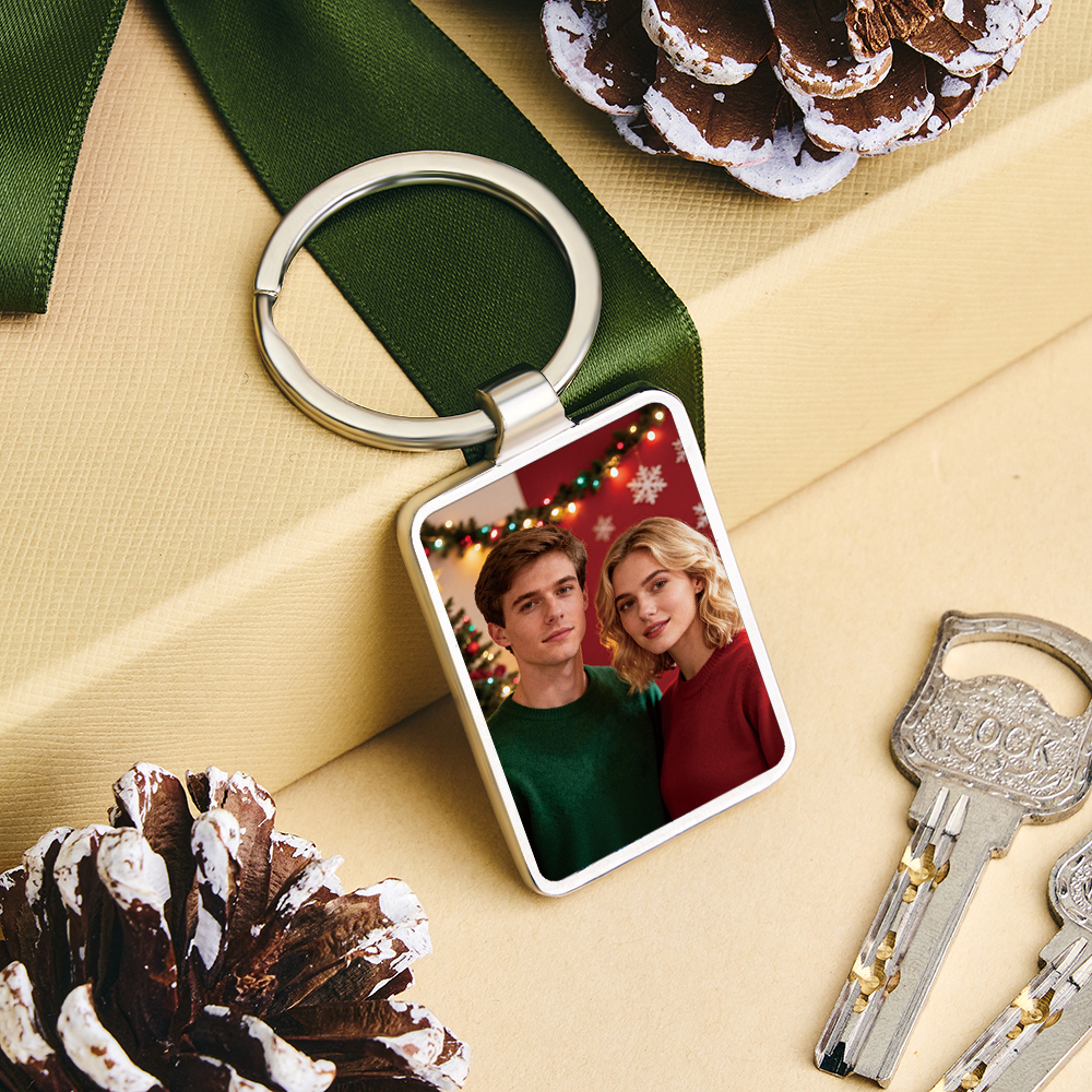 Custom Christmas Couple Photo Keyring  Personalized Gift for Him or Her Romantic Keepsake Stocking Stuffer Idea - MyFaceSocksAU