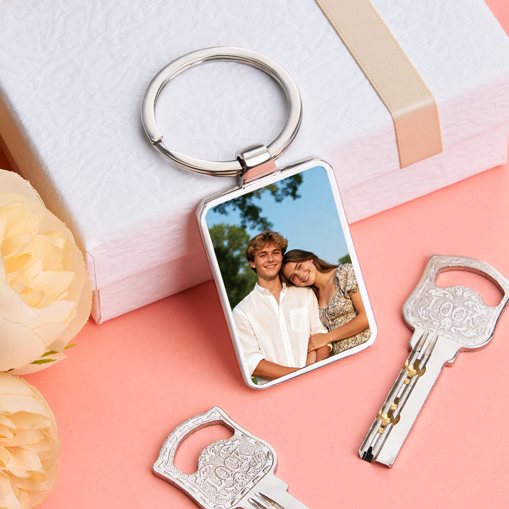 Custom Christmas Couple Photo Keyring  Personalized Gift for Him or Her Romantic Keepsake Stocking Stuffer Idea - MyFaceSocksAU