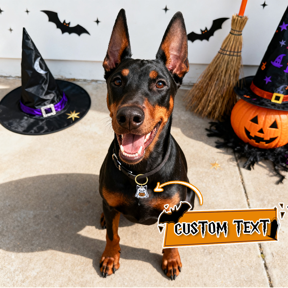 Ghost Dog Tag - 3D Printed Pet Tag, Custom, Sustainable, Customised, Gift, Keyring, Cute, Halloween, Spooky - MyFaceSocksAU