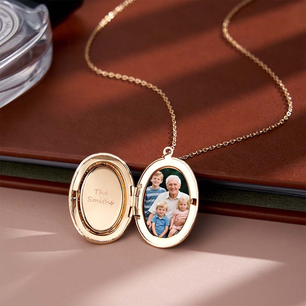 Custom Birth Flower Locket Necklace with Photo Personalized Engraved Bouquet Keepsake Memorial Christmas Valentine Gift - MyFaceSocksAU