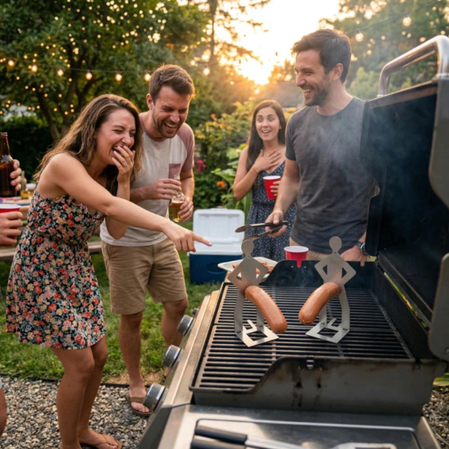 Stainless Steel BBQ Sausage Holder - Funny Grilling Gadget Gift - MyFaceSocksAU