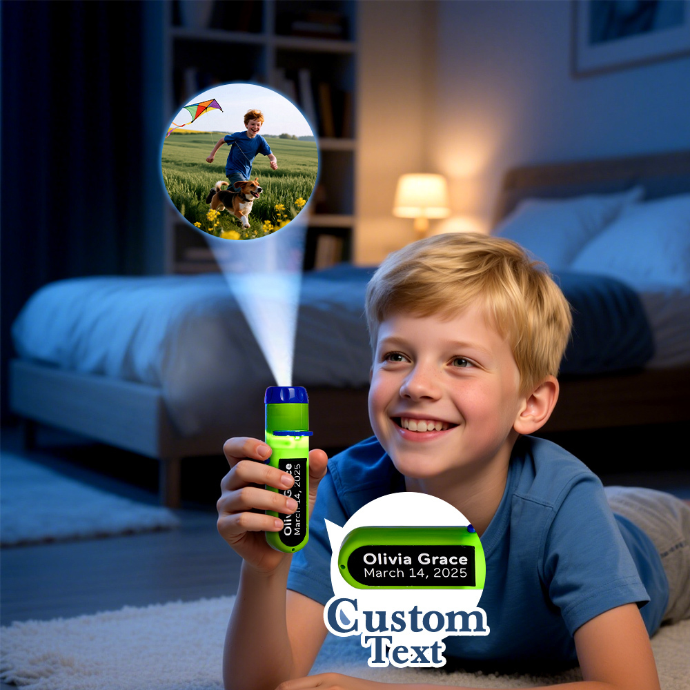 Custom Photo Flashlight Personalized Text and Photo Viewer with Your Own Photos Family Anniversary Gift - MyFaceSocksAU
