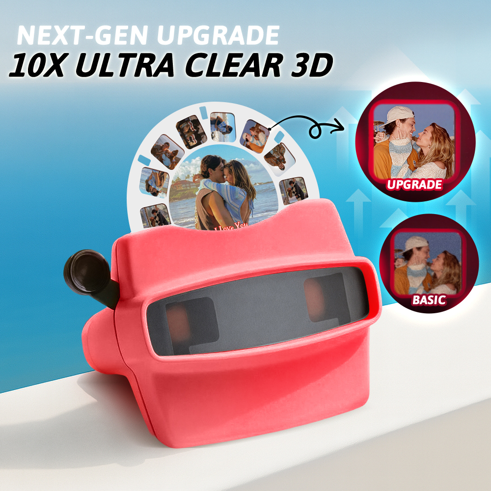 Custom 3D Viewfinder and Reel  Personalized Pink Christmas Gift with Your Own Photos Text and Photo Viewer Multiple Films Available Red Viewfinder - MyFaceSocksAU